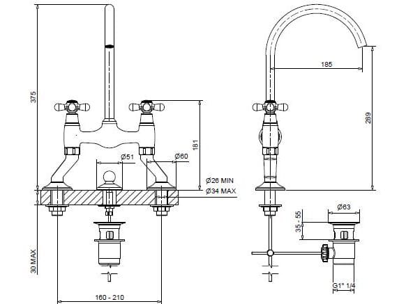 Смеситель для раковины из хромированной латуни Bugnatese Old ' 800 ARCH-00143335 - Вид №2
