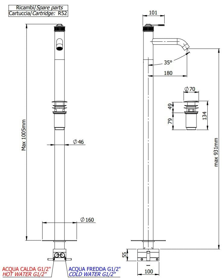 Однорычажный смеситель для раковины Remer Rubinetterie ателье ARCH-00037338 - Вид №2