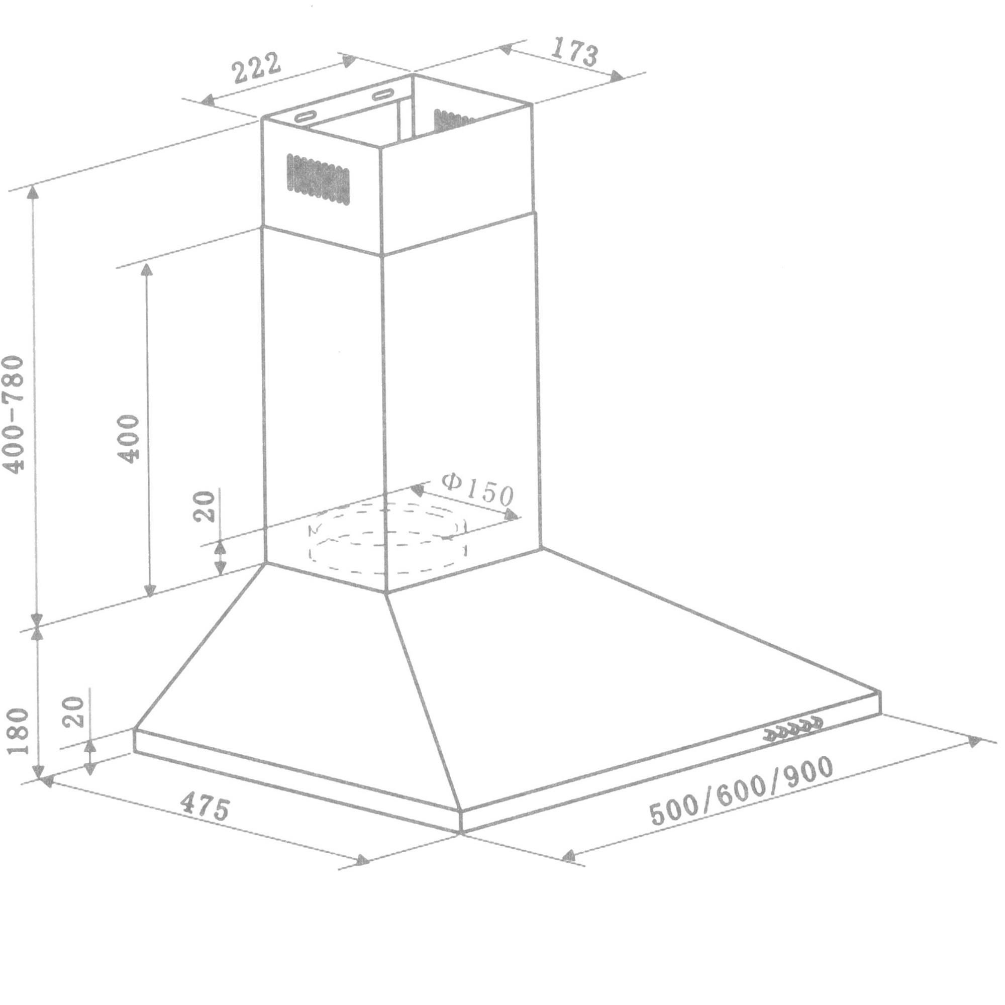 8160067 Вытяжка каминная HOMSair DELTA 50 серебристый STDN-0102283 - Вид №9