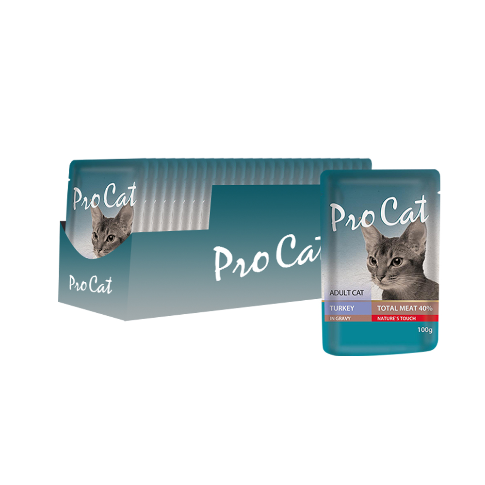 ПР0042312*24 Корм для кошек индейка конс. пауч 100г (упаковка - 24 шт) Pro Cat 