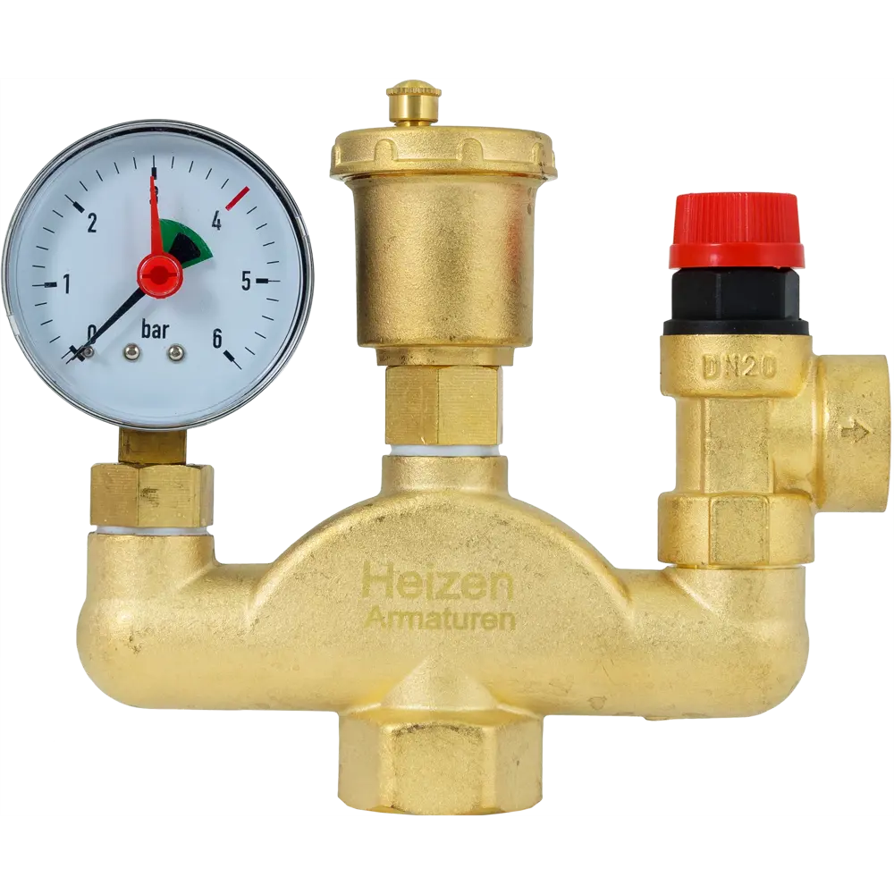 Группа безопасности Heizen 1" с сбросником 3/4" на 6 атм латунь CW617N STLM-2042220