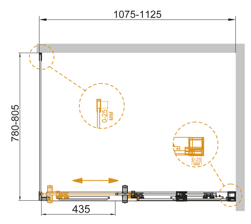 Душевой уголок CEZARES DUET SOFT-AH-1-110/80-C-Cr  - Вид №1