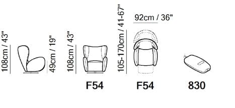 Тканевое кресло с откидной спинкой с подставкой для ног Natuzzi Italia FIORITA ARCH-00085645 - Вид №4