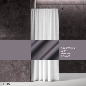 DV-EMMA200-240-EM62 Занавеска для душа эмма антрацит, длина 200 см, ширина 240 см. PHOS