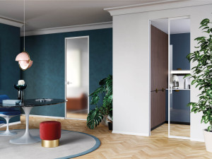 Стеклянная и алюминиевая панель для распашных дверей