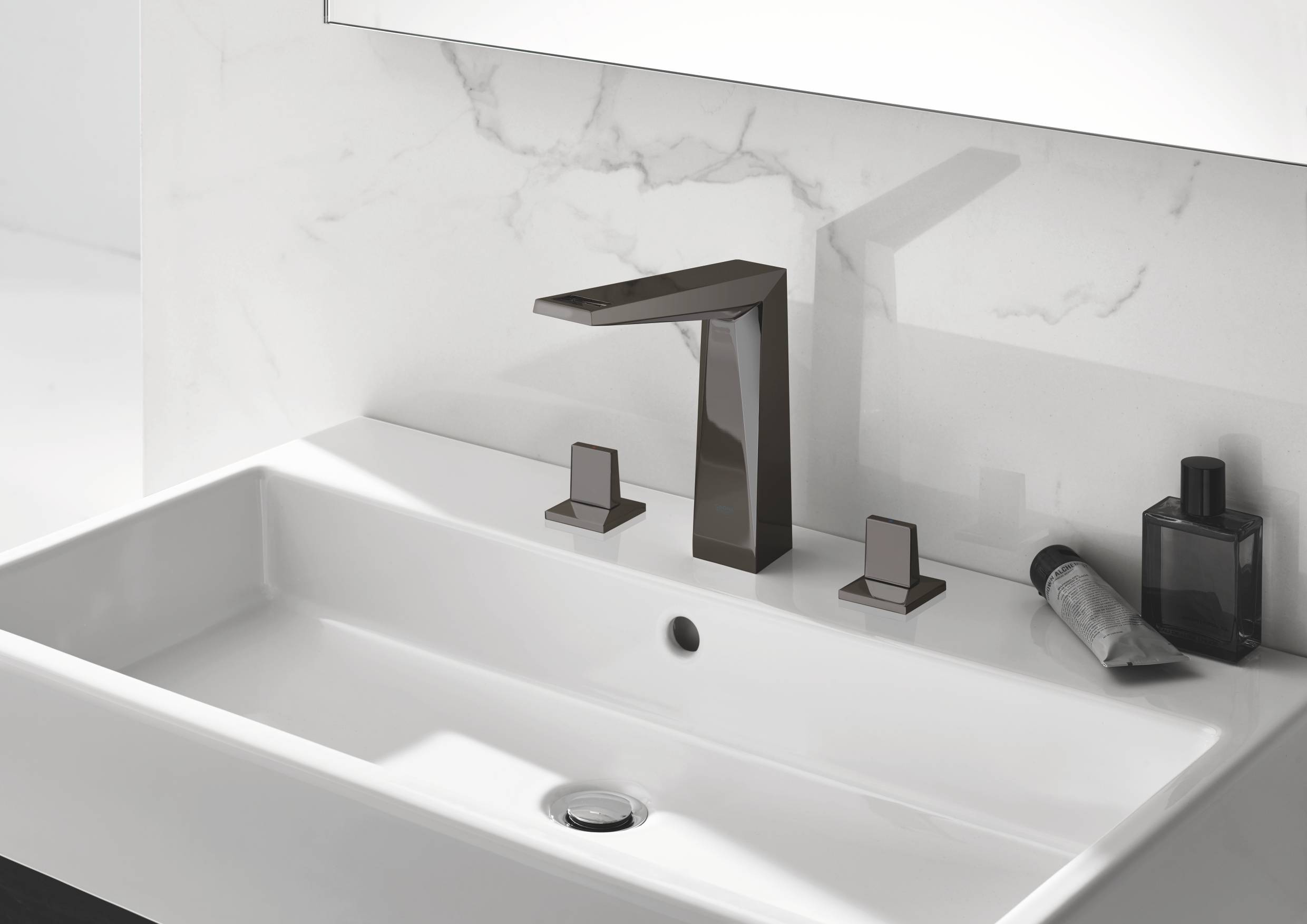 Смеситель для раковины GROHE Allure Brilliant на 3 отверстия, высокий излив, темный графит глянец (20344A00) - Вид №3