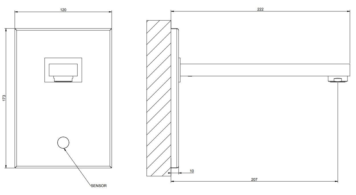 Латунный электронный настенный смеситель для раковины Gessi прямоугольник ARCH-00109894 - Вид №2