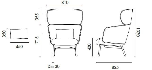 Тканевое кресло с стальным основанием Grado Design Beos ARCH-00087460 - Вид №21