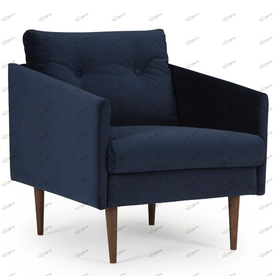 Кресло Anton с ножками из дуба/грецкого ореха, темно-голубое Kragelund 3750124604