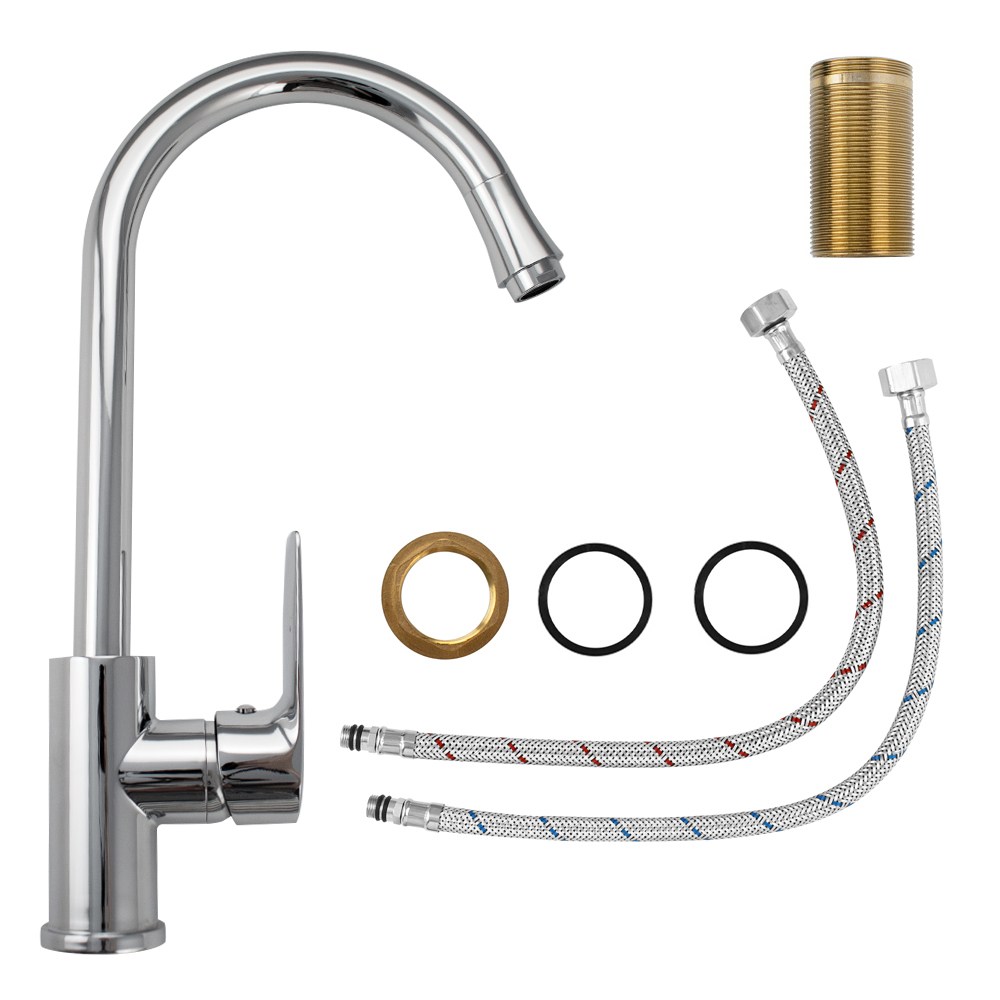 GFmark - Смеситель кухонный, шаровый, боковой, со стразами на ручке, код: 2254  - Вид №4