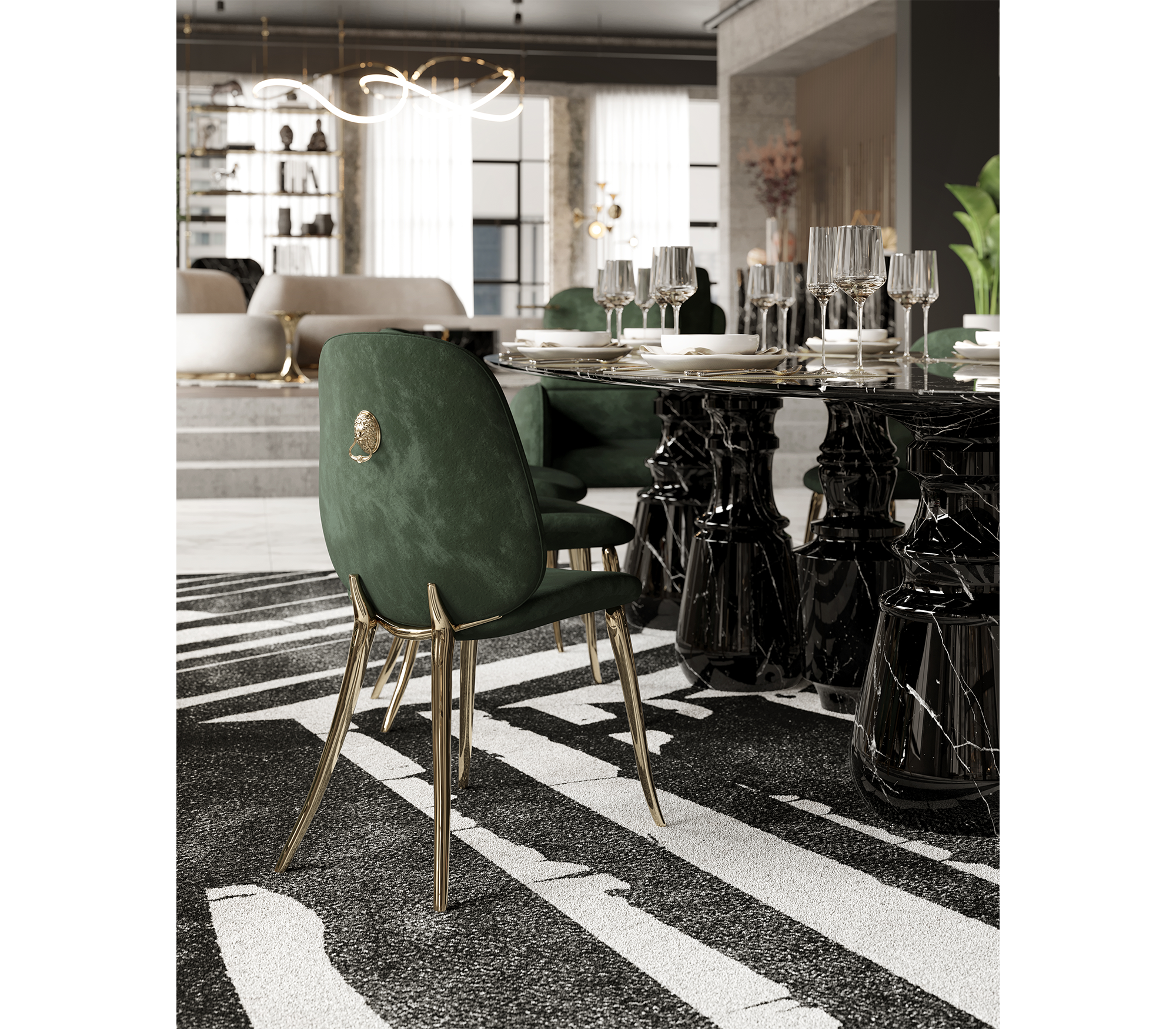 0-127 Обеденный стол Pietra oval xl nero marquina  Boca Do Lobo  - Вид №5