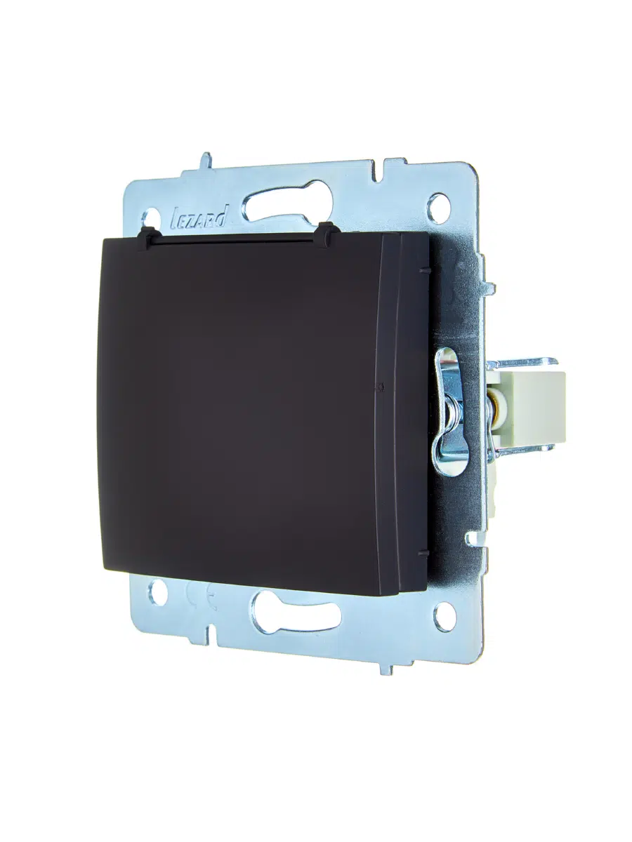 ASTI Розетка с/з с крышкой ПБТ чёрный бархат механизм LEZARD 7081-4288-123B - Вид №3