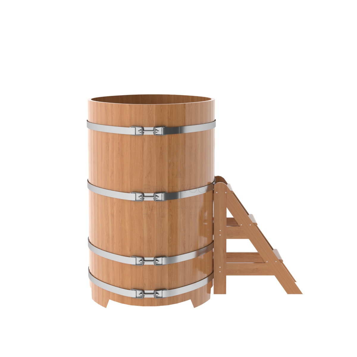 1295 Купель овальная из дуба 0,92х1,66х1,4 натуральная Alyarus  - Вид №2