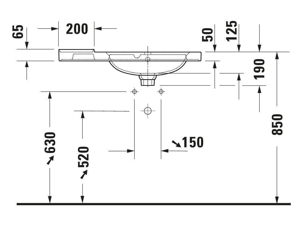 Керамическая раковина с полукруглой прямоугольной раковиной Duravit Aurena ARCH-00032157 - Вид №5