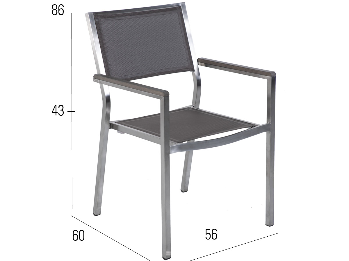 60.00.0358 Кресло Brisbane, нержавеющая сталь / серо-коричневый Mbm  - Вид №2