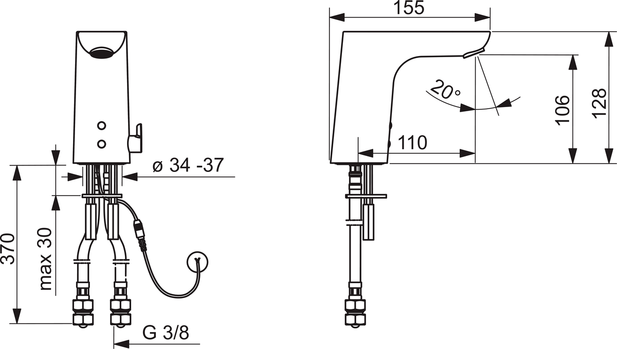 Oras 6121FZ Смеситель для умывальника, 9/12 V, Bluetooth 6121FZ Electra Хром  - Вид №1