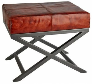 Industville Низкий табурет, обитый кожей, на железной основе  St-cri-l
