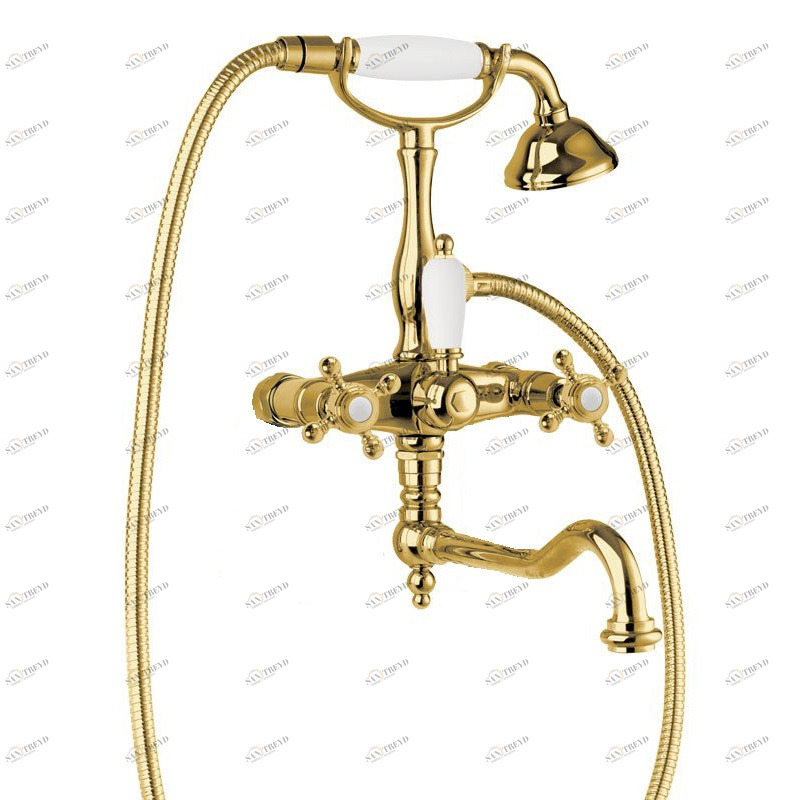 Смеситель для ванны с поворотным изливом с ручным душем, шлангом 150 см CEZARES GOLF-VDF-03/24-Bi