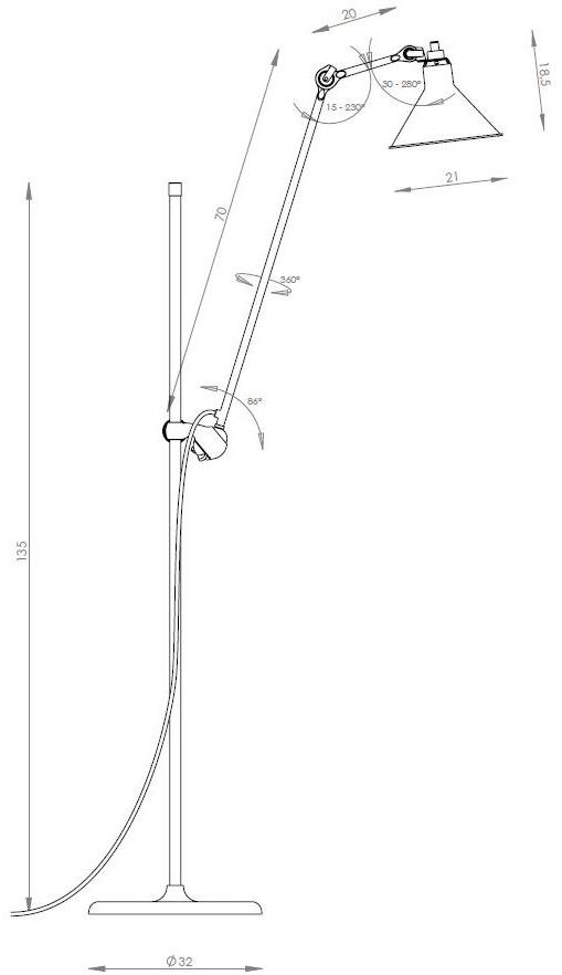 DCW éditions Регулируемый по высоте торшер с гибким кронштейном Lampe gras sun-id-1468548 - Вид №4