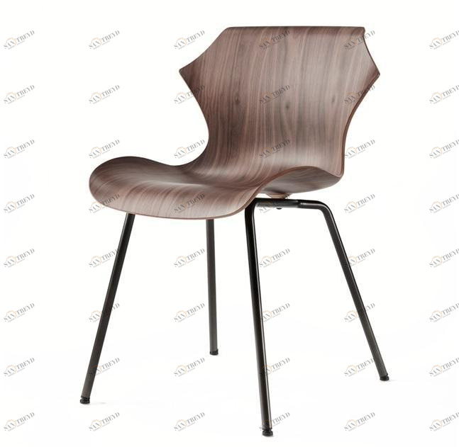 BassamFellows Стул из стали и дерева Petal Cb-29m