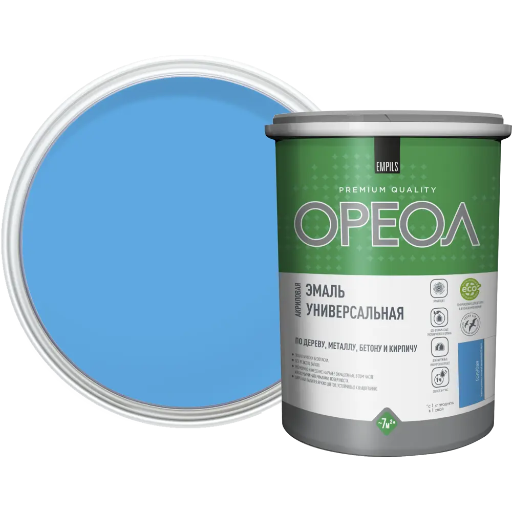Эмаль универсальная Ореол глянцевая цвет голубой 1 кг STLM-2089610