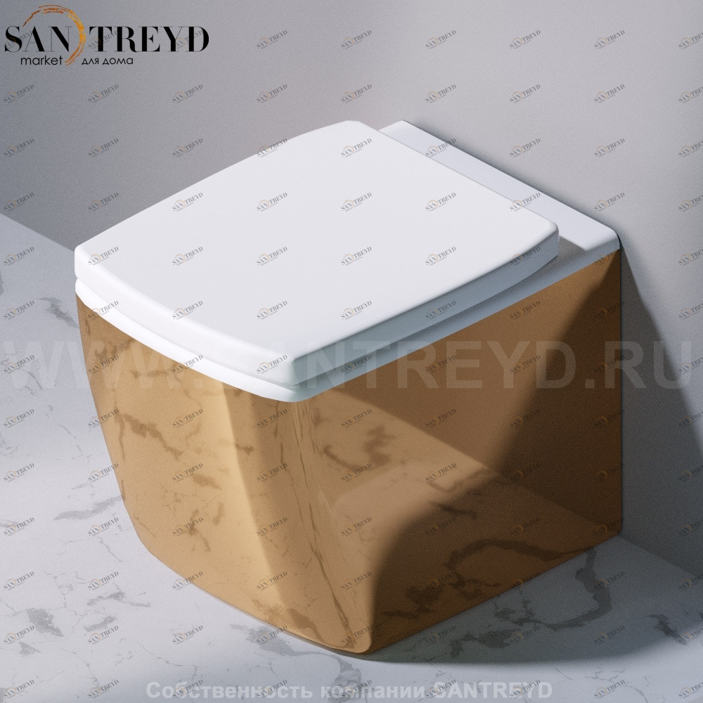 S501.250 Приставной унитаз напольный Золотистый A. e T. Italia SQUARE Италия AeT ITALIA