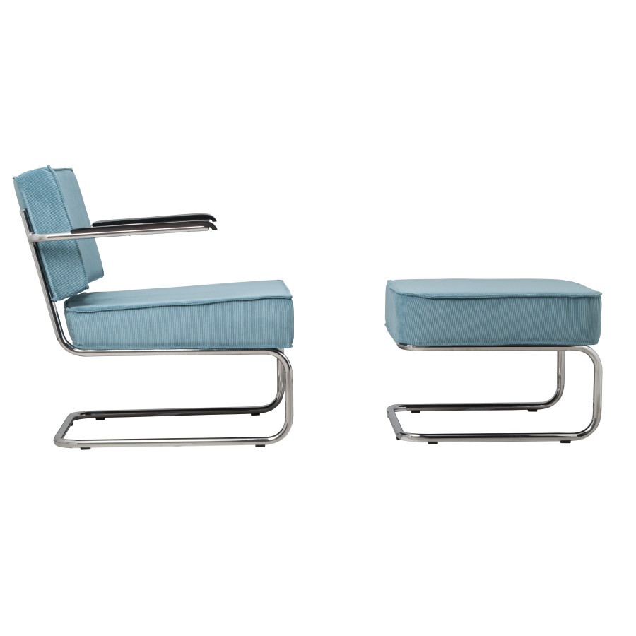 Кресло Lounge Ridge Rib с подлокотниками, синее Zuiver 3100017 - Вид №12