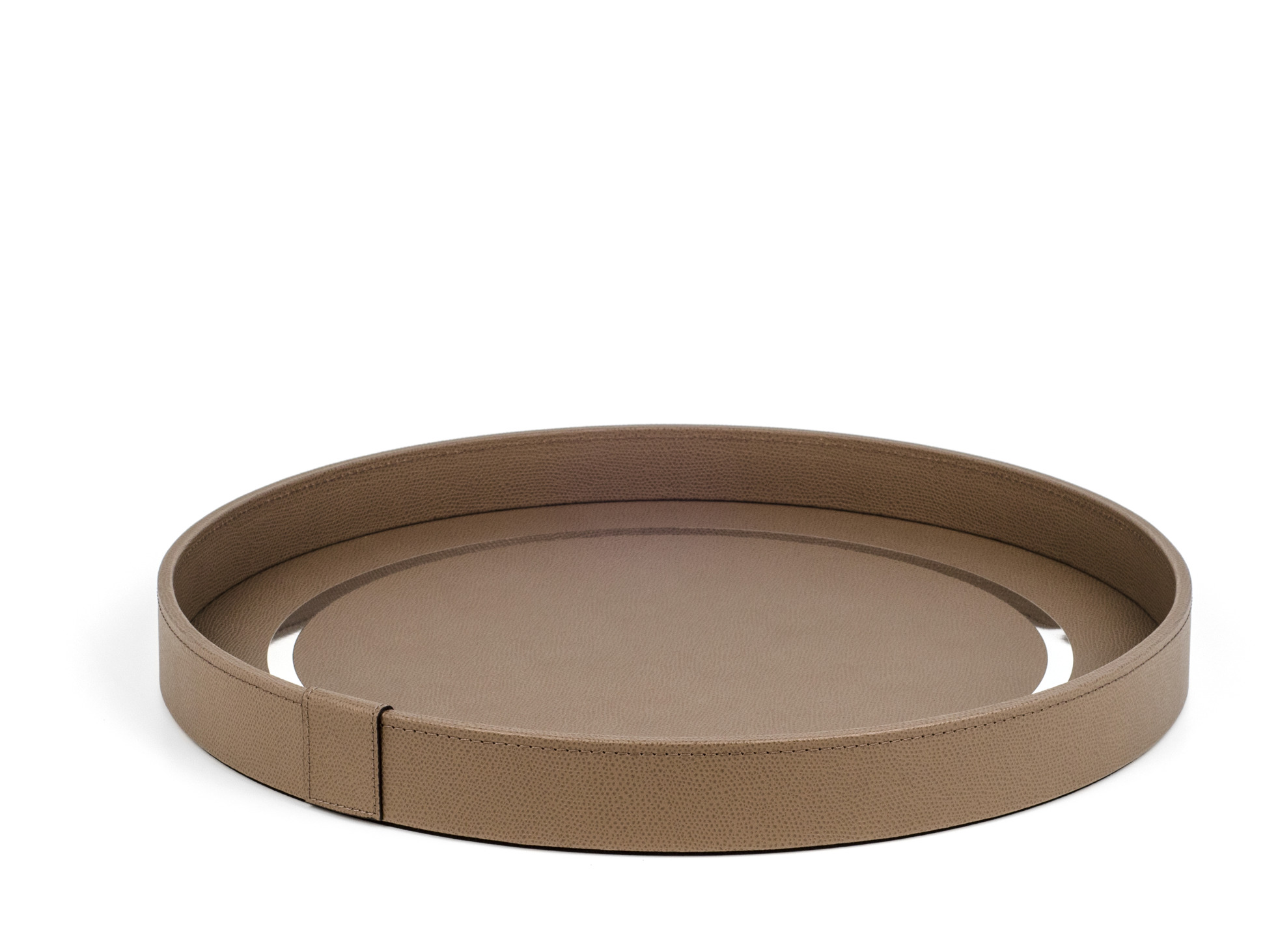 Круглый поднос Venere - Ø 45 см / плетеная кожа_серо-коричневый