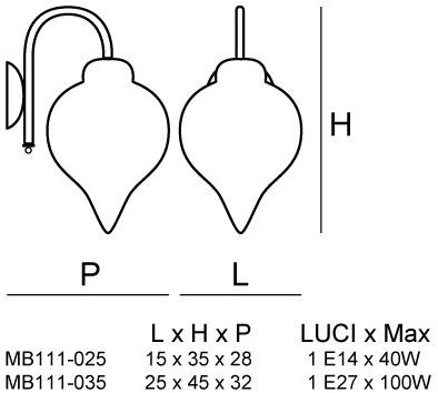 Siru Настенный светильник из муранского стекла Goccia Mb 111-035 - Вид №1