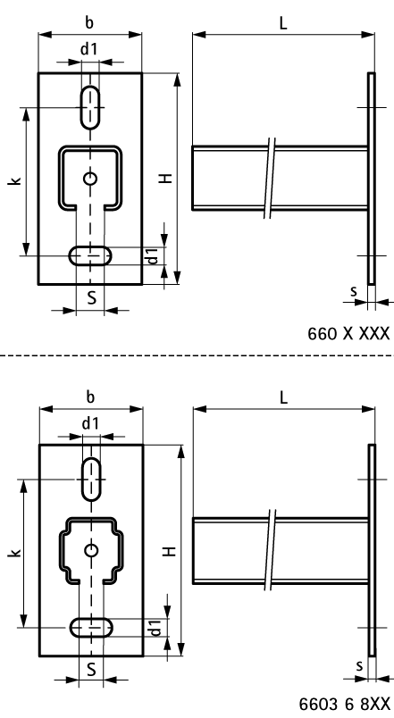 6603130 Монтажные профиля BIS RapidRail® Консоли стеновые (BUP1000) монтаж к стене или перекрытию WALRAVEN  - Вид №1
