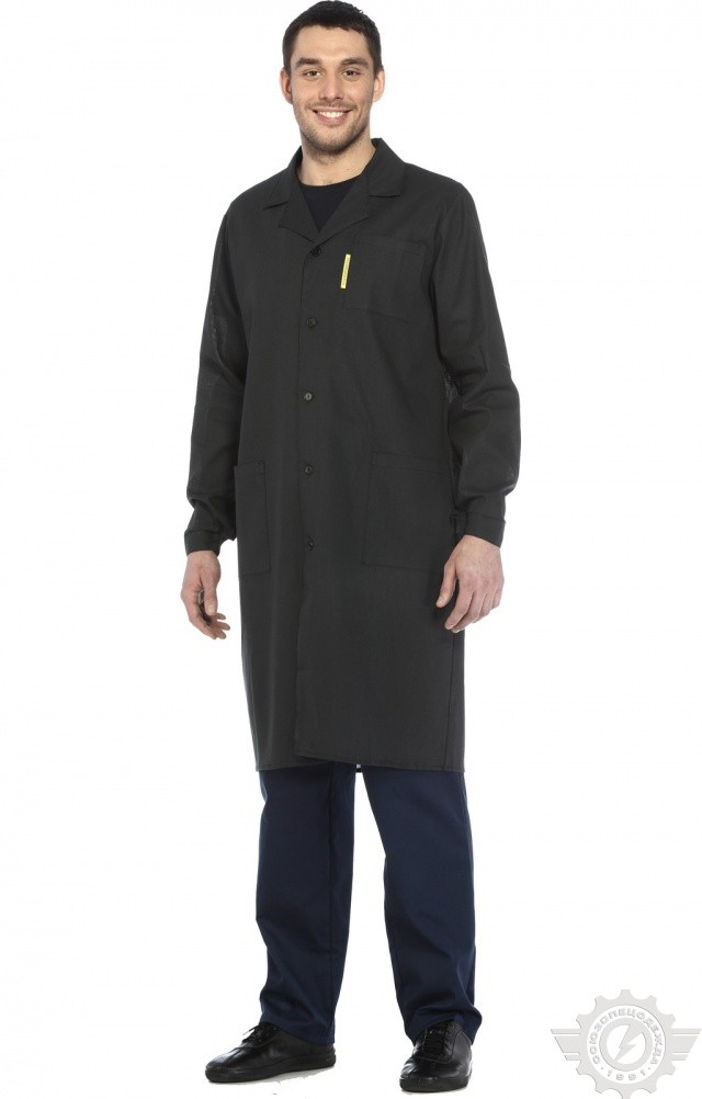 61707 Халат мужской темный  Одежда для обслуживающего персонала  размер 52-54/170-176 Спецодежда  - Вид №2
