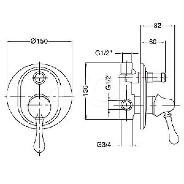 Смеситель MIGLIORE Lem Swarovski ML.LEM-1972.СR для ванны и душа с девиатором - хром ML.LEM-1972.CR - Вид №2