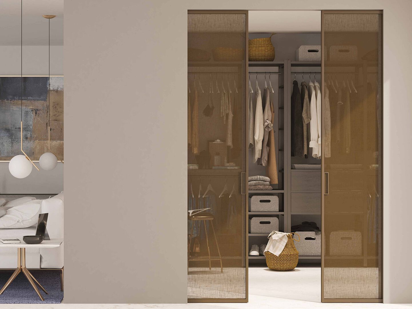 Стеклянная стена заподлицо двери Scrigno ACQUA FILO MURO ARCH-00131024