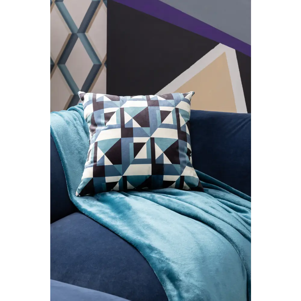 Декоративная подушка Seasons Геометрия 45x45 Бархат Синяя STLM-2021081 - Вид №3