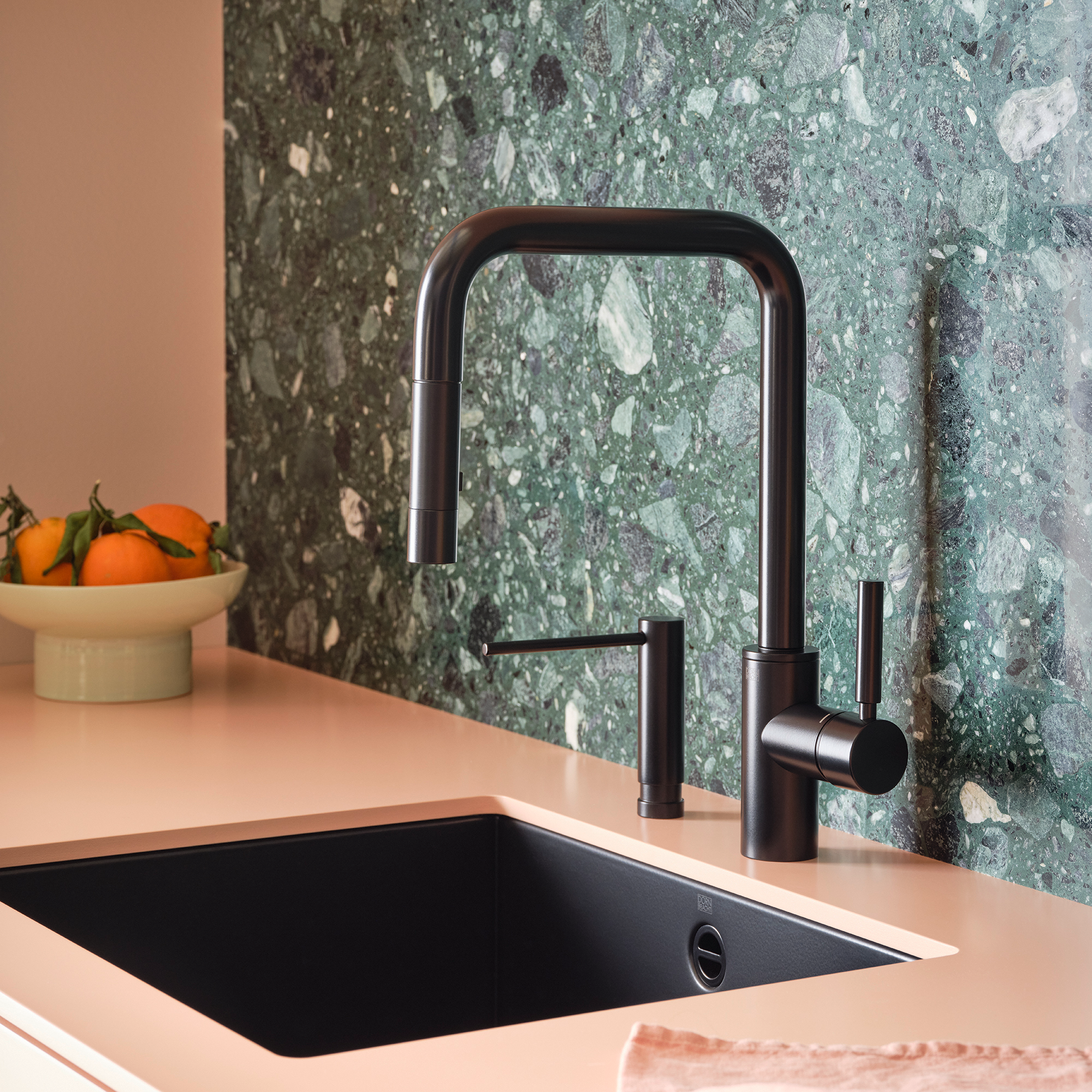 META SQUARE Смеситель однорычажный Поворотный с функцией струи - Платиновый DornBracht 33870861-08 - Вид №1