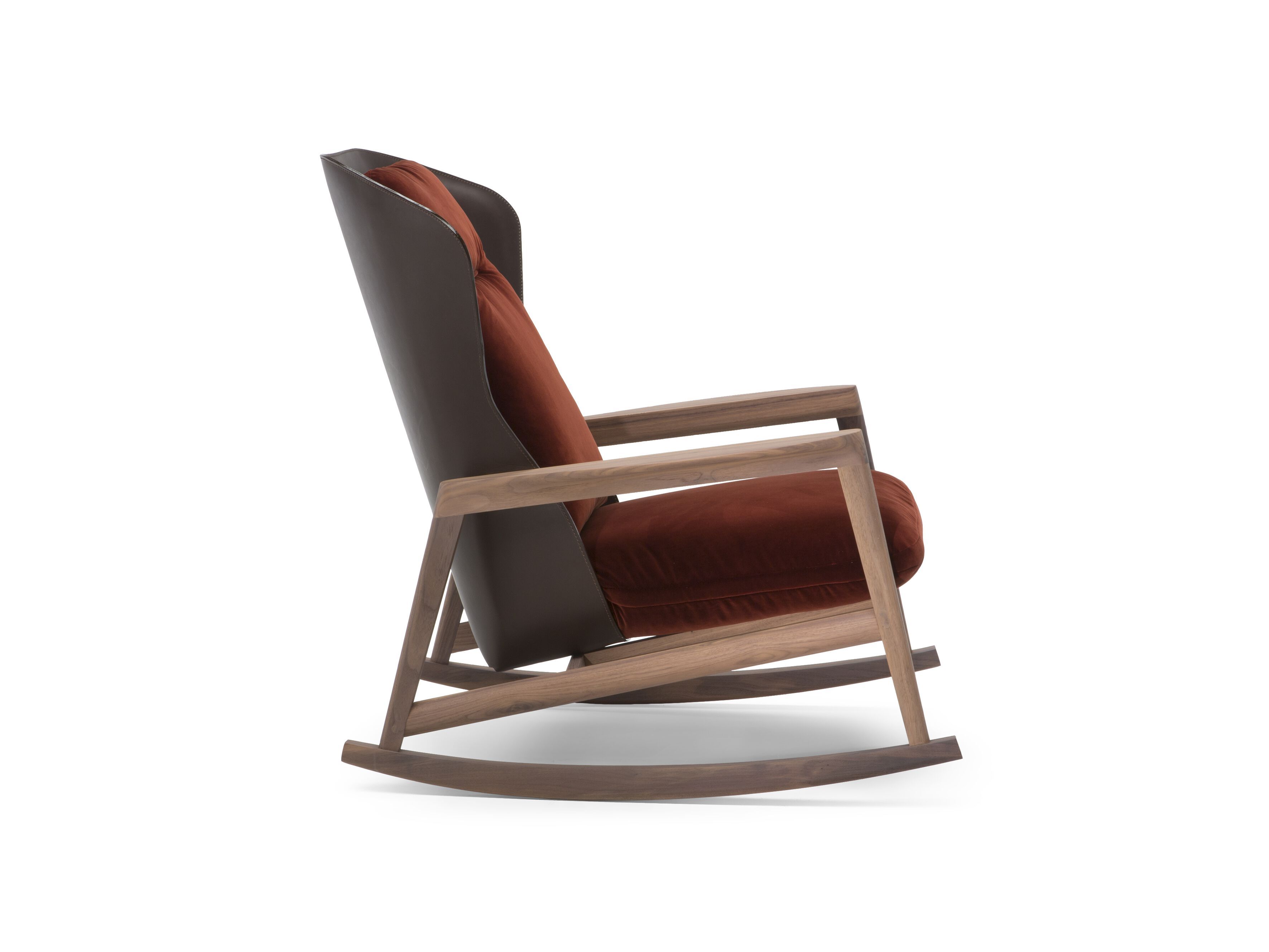 Кресло-качалка из ткани и кожи с подлокотниками и высокой спинкой Natuzzi Italia MARGARET ARCH-00144759 - Вид №1