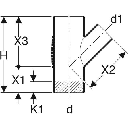 315.144.14.1 Тройник Geberit Silent-db20 45° Geberit  - Вид №2