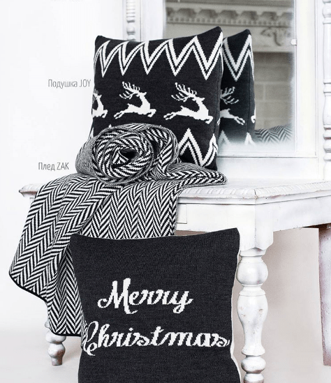 Подушка MERRY CHRISTMAS APERO НАДПИСИ, НОВЫЙ ГОД 030112 Черный  - Вид №1