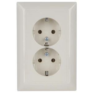 Розетка двойная встраиваемая ABB Basic 55 с заземлением, цвет бежевый