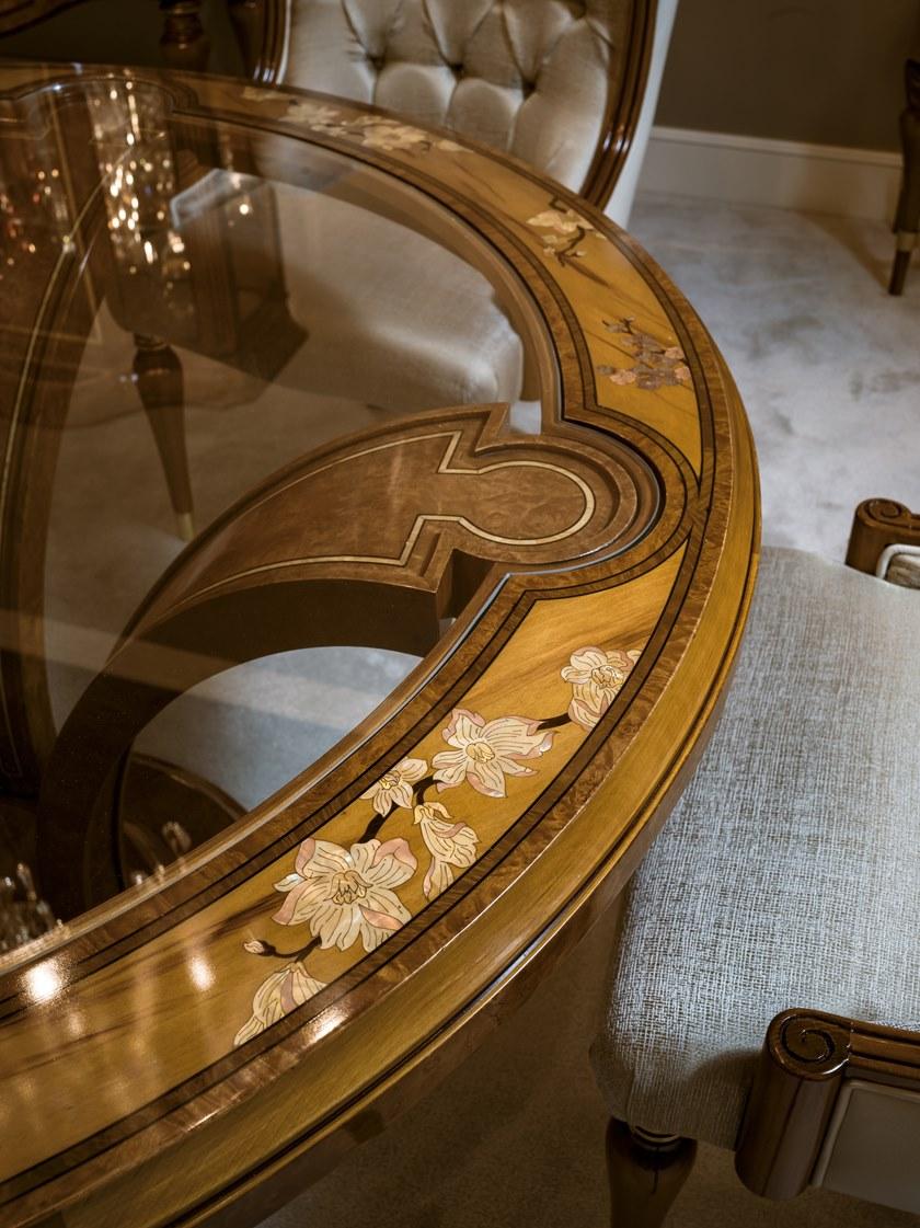 Bellotti Ezio Круглый стол из каштана со стеклянной столешницей 1430 1436  - Вид №3