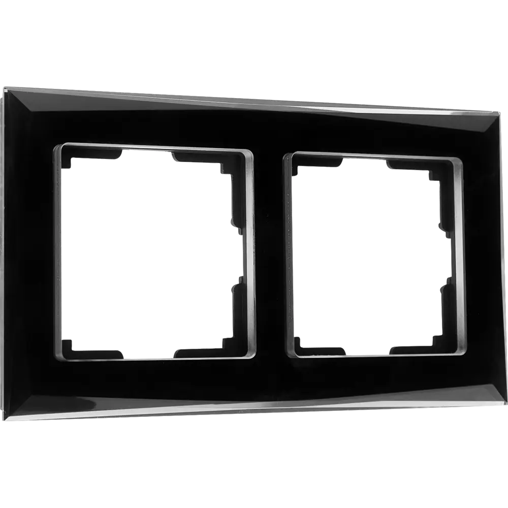 Рамка для розеток и выключателей Werkel Diamant 2 поста, цвет чёрный STLM-2085733 - Вид №1
