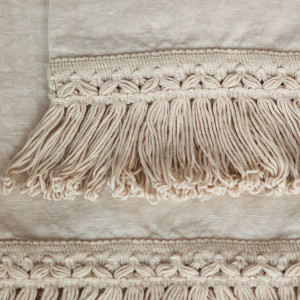 Набор льняных банных полотенец с длинной бахромой