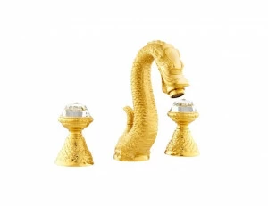 059201.E00.00 Раковина с тремя отверстиями и кристаллами Swarovski Золото 24К