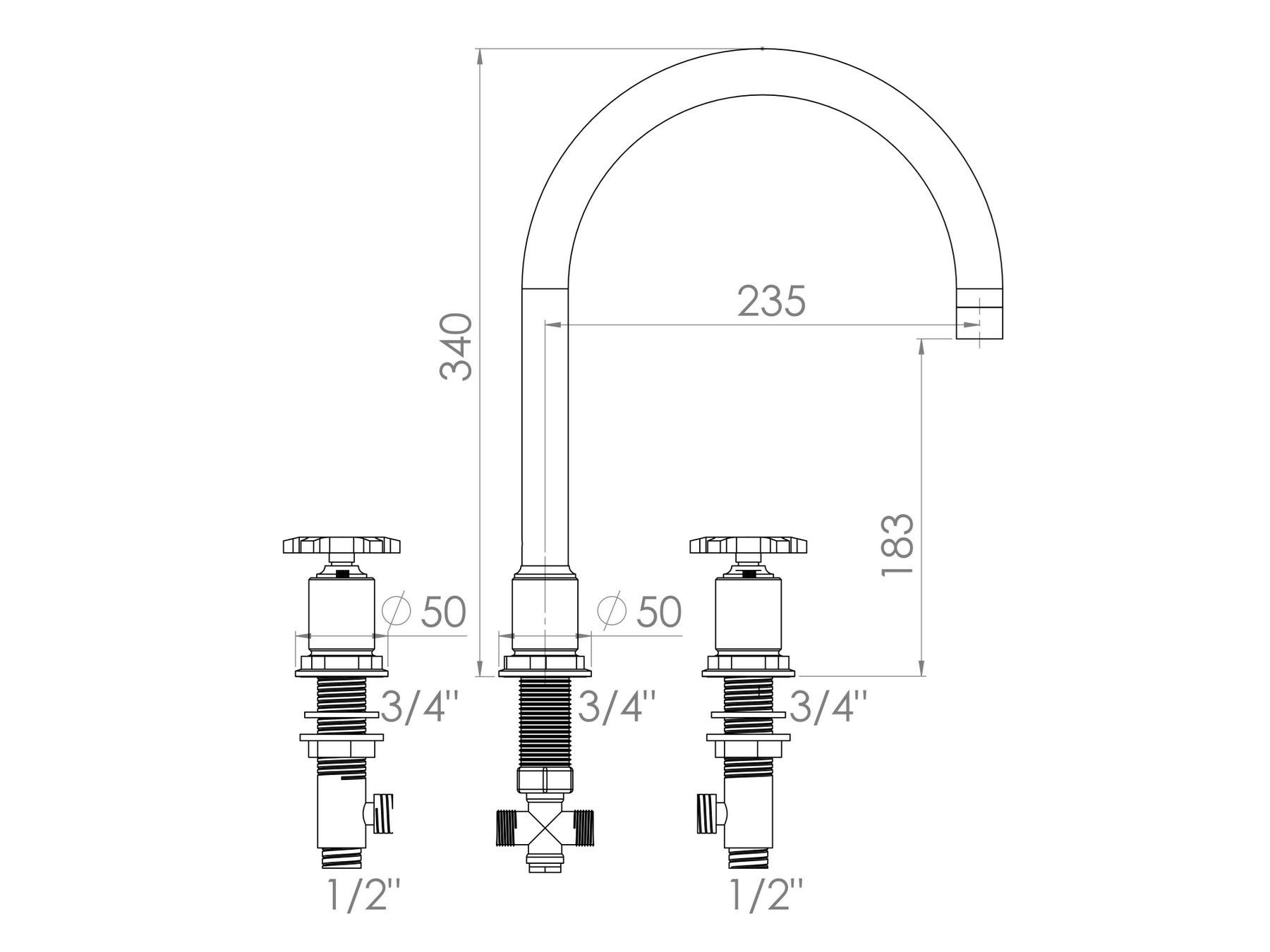 Смеситель для кухни с 3 отверстиями rvb FLAMANT FACTORY ARCH-00129336 - Вид №2