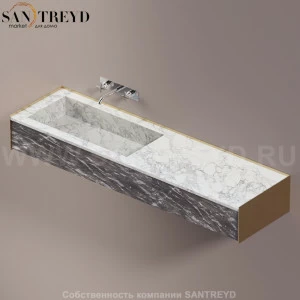 Agape DR Раковина столешница 180 см, с 2-мя выдвижными ящиками. Отделка: бронза , белый мрамор и серый мрамор ADRP18SNRMCGC