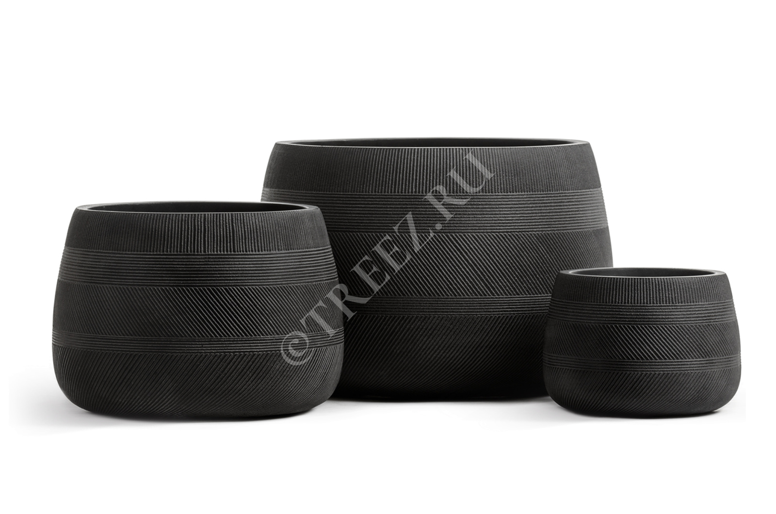 41.1020-0044-BLW-42 Кашпо  ERGO - серия Graphics - Низкая чаша - Чёрный графит Цветочная коллекция 