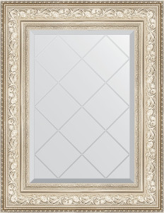 BY 4039 Зеркало с гравировкой в багетной раме - виньетка серебро 109 mm EVOFORM Exclusive-G