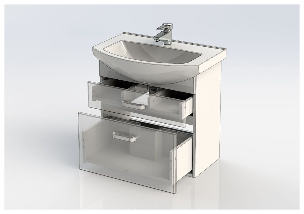 Тумба с раковиной Aquanet Ирис 65 белый (2 ящика) 0019838300182642 - Вид №4