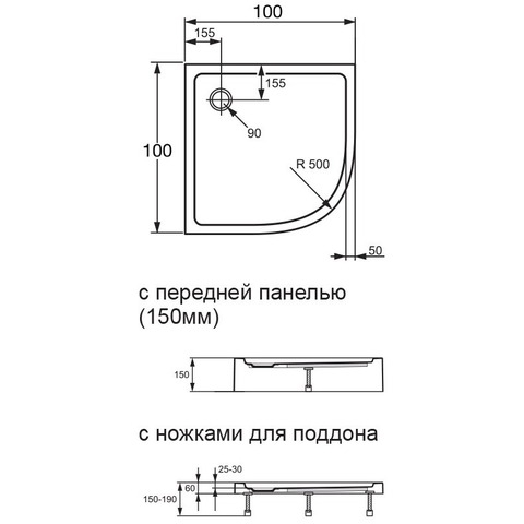 Orange E01-100TB/T Поддон Orange 1/4 круга 100 см Хром sun-id-1517257 - Вид №2