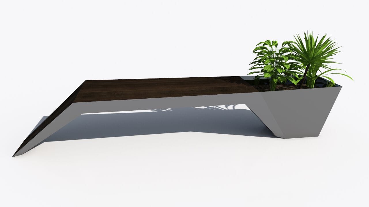 Скамейка из дерева и листового металла со встроенной плантатором без спинки CITYSì URBAN ARCH-00044158 - Вид №34